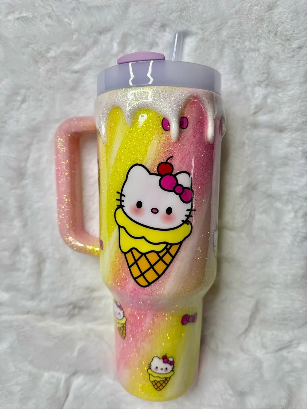 Custom Hello Kitty Ice Cream Drip 40 oz Stanley Quencher